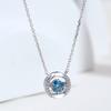 Blue Lab Grown Diamond Necklaces Real Gold Pendant for Women Girls in Stock Wholesale
