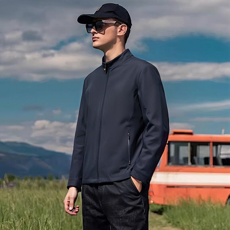 Spring Outdoor Casual Stand Collar Jacket Versatile Simple Short Men's Executive Jacket Slim Zipper Jacket