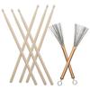 Drum Stick Brush Set Jazz Retractable Metal Wire 5A Rod Plush Bag Percussion Accessories(Gold )