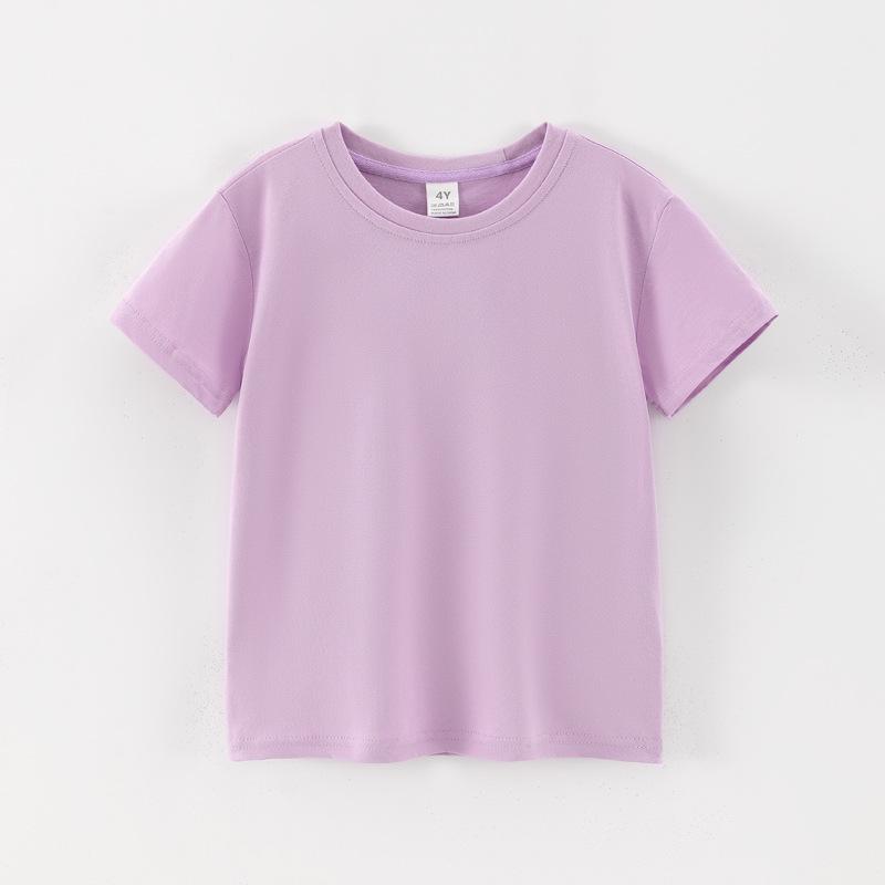 Kinder Kurzarm Baumwoll T-Shirt einfarbig - Sommer für Jungen, Größen ab 3T