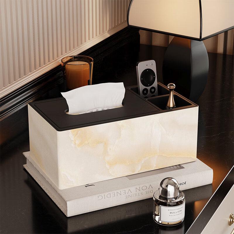 Marble Pattern Leather Tissue Box