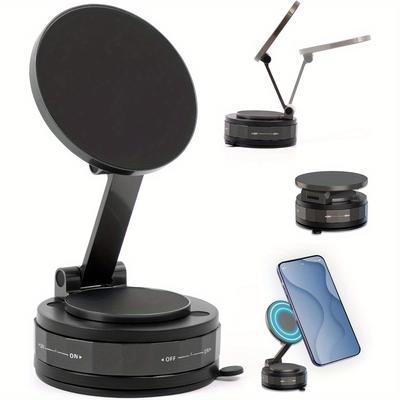 Magnetický Držák na Telefon, Vylepšená Hliníková Slitina, 360° Otočný a Sklopný Design s Vakuovou Přísavkou