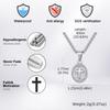 Vnox Oval Cross Charm Necklace for Men, 12.4x17.7mm Stainless Steel Pendant with Box Chain, Religious Faith Prayer Jewelry Gifts