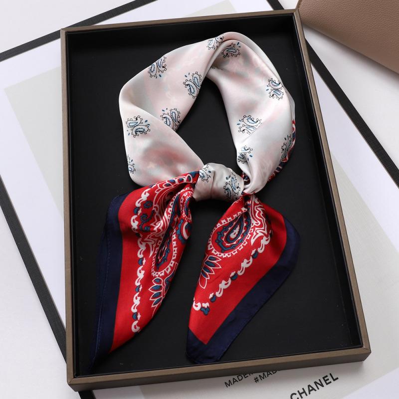 Spring and Summer Silk Scarf Women's 71 Simulation Silk Square Scarf Green Butterfly Decorative Scarf Neck Professional Scarf Thin Scarf