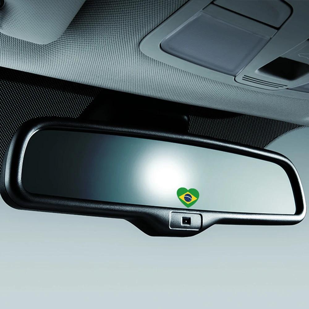 4pcs Brazil Flag Heart Shaped Car Stickers Auto Motorcycle PVC Sticker Waterproof Styling Decal Car Exterior Accessories