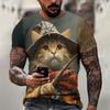 3D Printed Magical Poster Wizard Cat T Shirt For Men Funny Cute Animal Pattern T-Shirts Summer Short Sleeve Round Neck Tops Tees