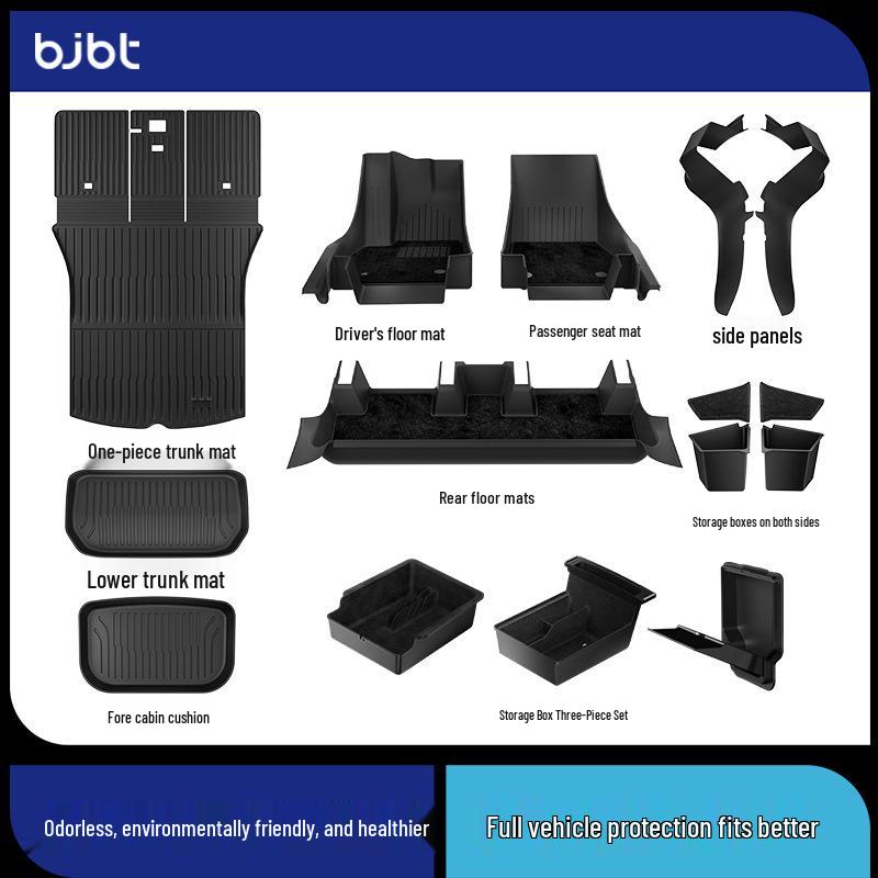 BJBT Full Coverage Non-Slip Floor Mats for Tesla Model Y 2023, TPE Injection Molded