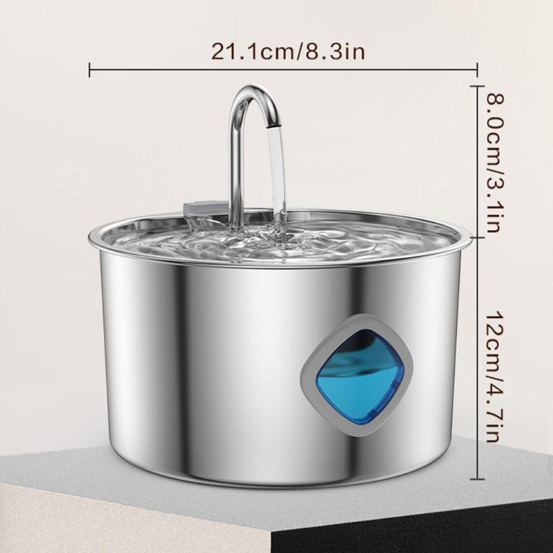 3.2L Pet Water Dispenser Stainless Steel Automatic USB Water Fountain For Dog Cats with MultiLayer Filtration Systems