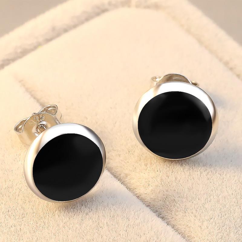 Punk Style Personality Black Earrings Hip-hop Street Trendy Men Round Earrings