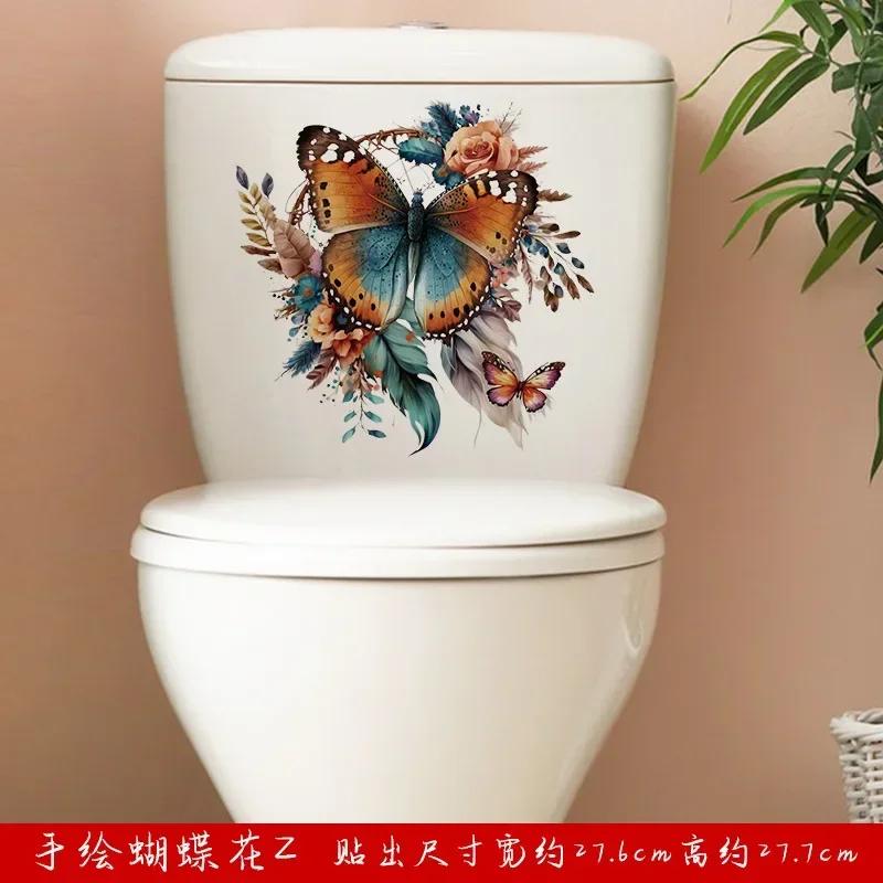 1 Stück Badezimmer Blume Toilette Kunst Wandaufkleber DIY Abnehmbar Schmetterling Wanddekale Selbstklebend Wandtapete Haus Schlafzimmer Dekor