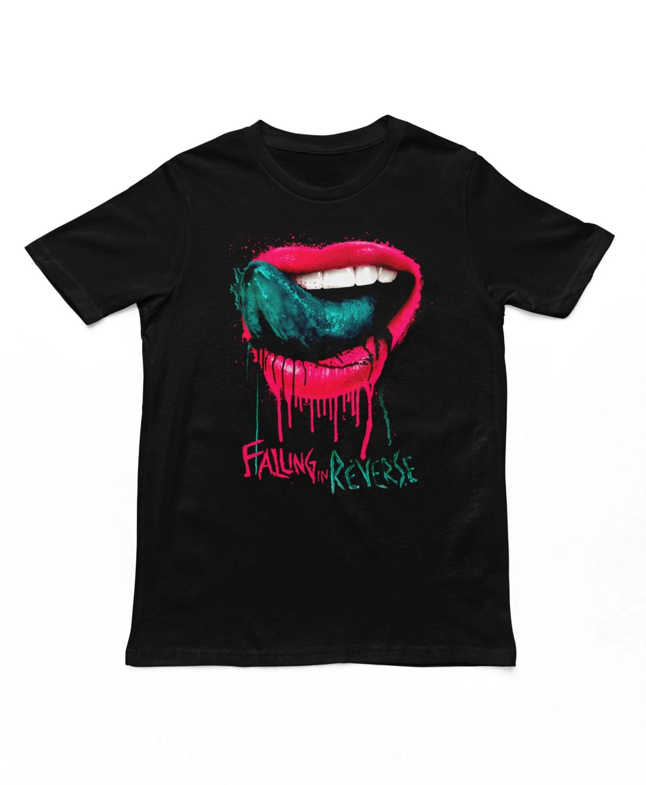 

Falling in Reverse Lips T Shirt Mens Rock and Roll Music Band Tee New Black S
