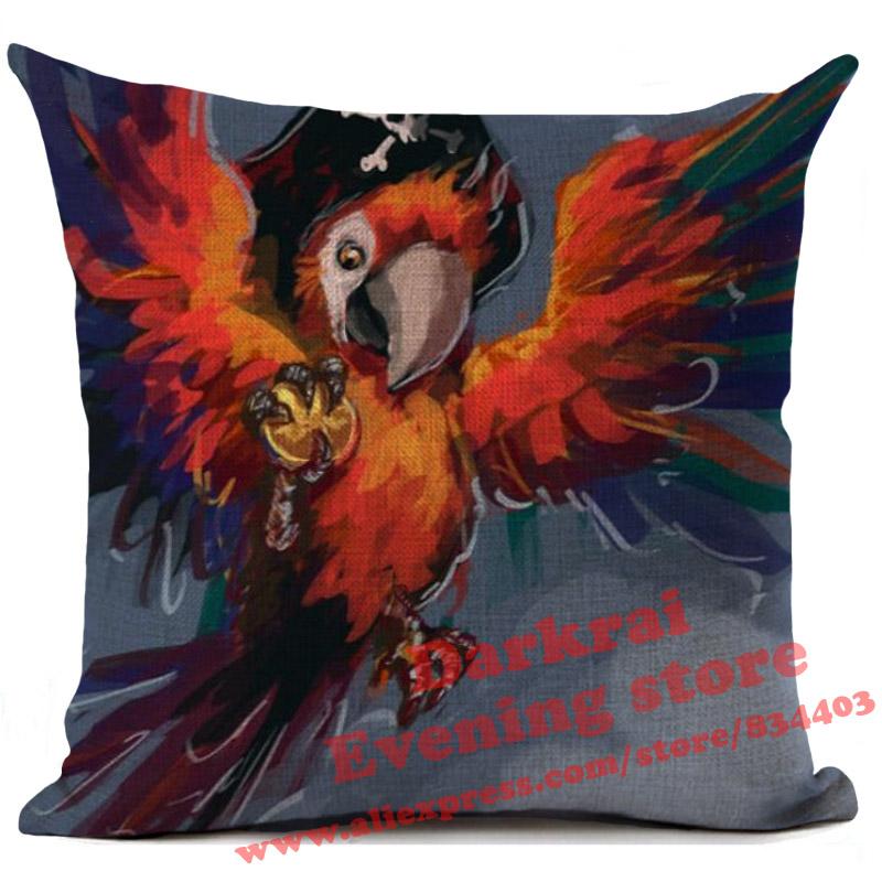 Bird Cushion Cover Macaw Owl Parrot Pillow Cover Living Room Sofa Car Decor Throw Pillows Home Decoration Pillowcase 45X45Cm