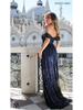2026 Europe & America Strapless Sequin Evening Gown with Slit and Flowing Skirt