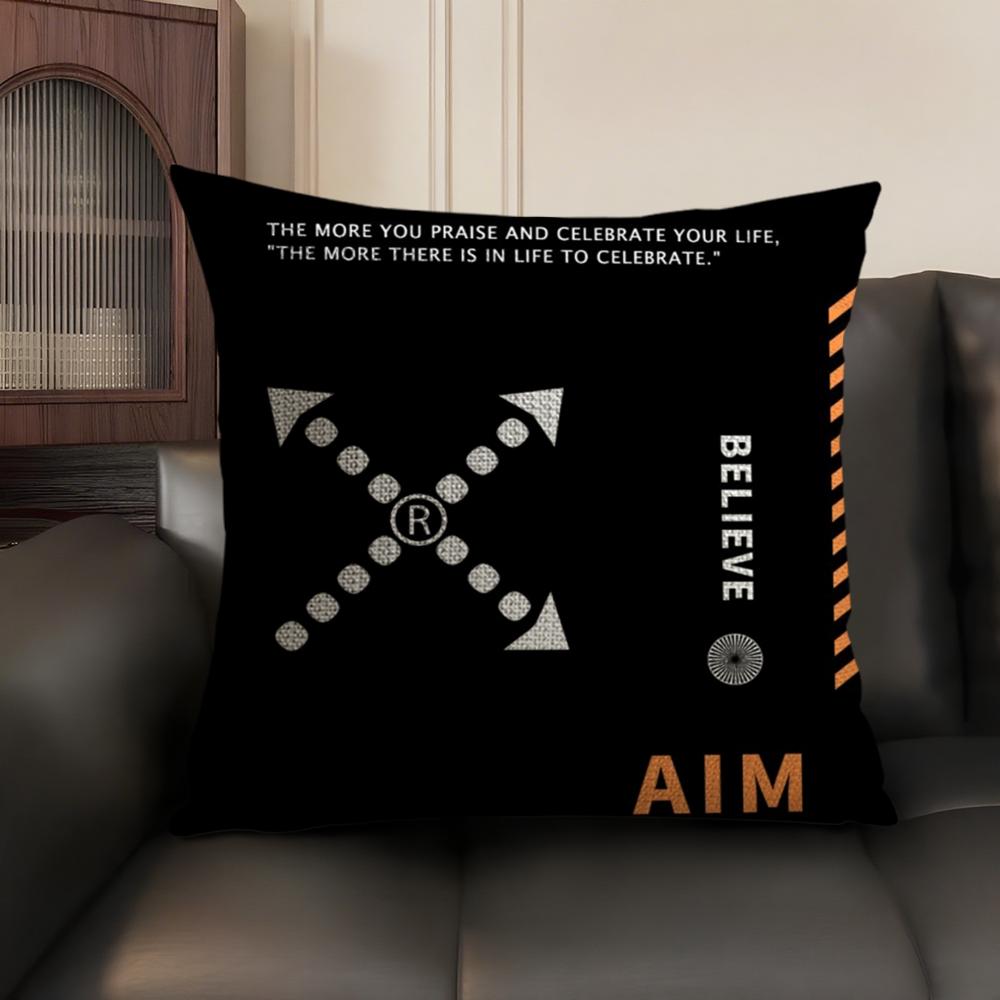 Be Happy and Good Luck Cushion Cover Natural Linen Organic Fabric DoubleSided Printing Sofa Home Decor Breathable