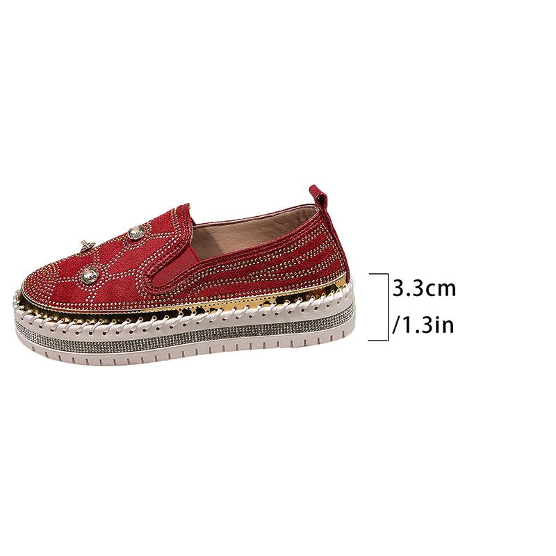 Fashion Large Shiny Crystal Decor Casual Shoes Woman Plus Size Thick Sole Non Slip Flats Mujer Women's Light Comfort Platform Loafers