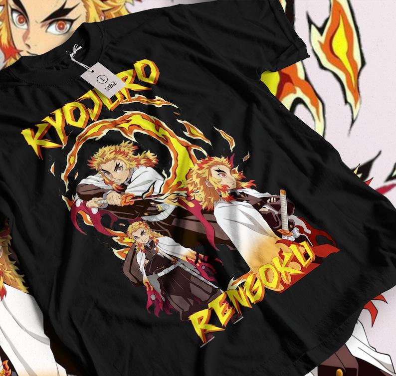 

Graphic Anime Tees Rengoku Demon Slayer Cartoon T-shirt Unisex Oversized Summer Shirt Streetwear Manga Loose Tops Popular Shirt S