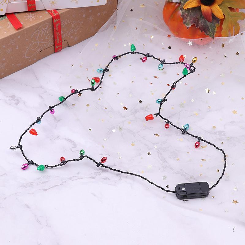 Light Glowing Led Necklace Flashing Light-Up Blinking Christmas Lights Costume Necklace 8 Led Bulbs Glow Props Party Supply