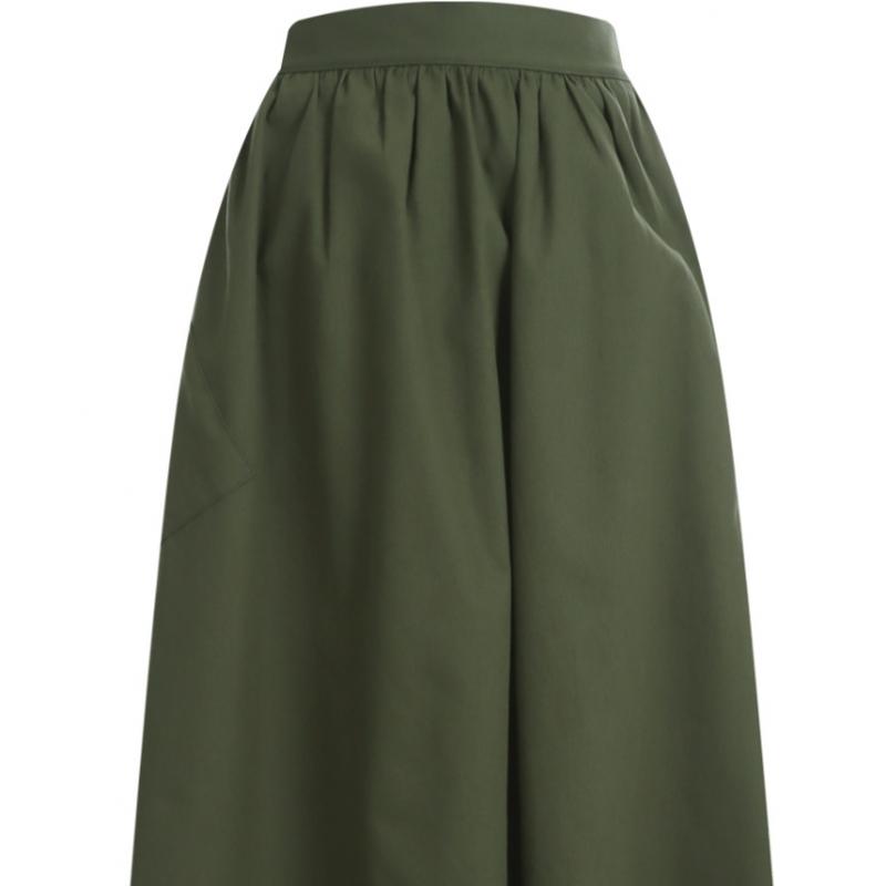 Shop Women Side Cargo Shirring Banding Long Skirt Beige Stj Wsk 12116