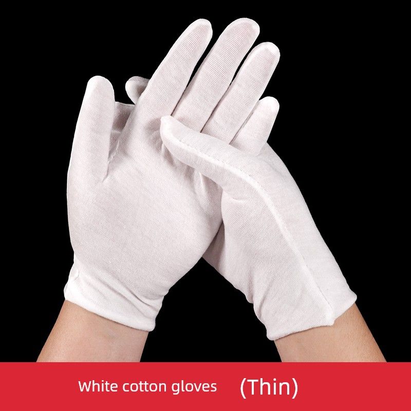 

Etiquette Gloves Red Wedding Celebration Performance Jewelry Display Men and Women Neutral Thin White Breathable Sun Protection Gloves Thin cotton gloves (classic white) 5 pairs M