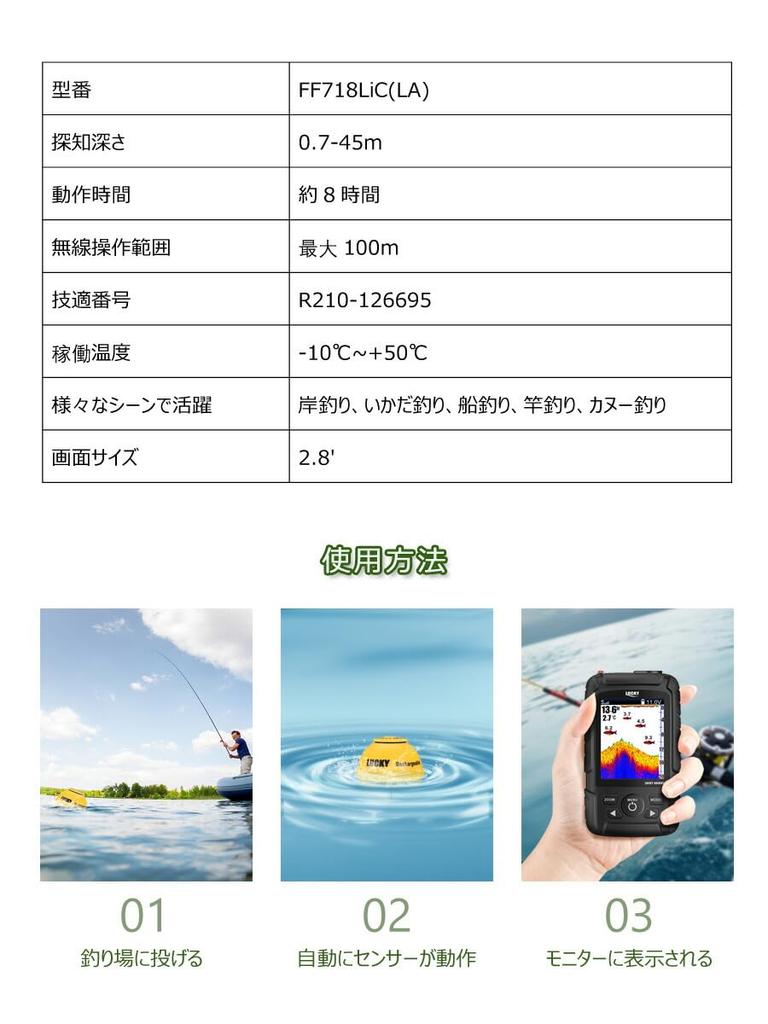LUCKYLAKER Fish Finder Waterproof Wireless Fish Finder Casting Fishing Smelt Bass Fishing Sensitivity Adjustment Waterproof Fish Finder Japanese