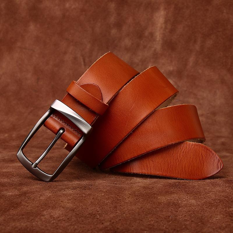 Single Layer Leather Without Interlayer Whole Cowhide Cutting Belt Men'S Leather Pin Buckle First Layer Cowhide Casual Jeans Belt