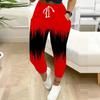 Summer Ladies  Color Blocking Printed Sweatpants Loose Fit Drawstring Joggers Elastic Cuff Daily Casual Pants
