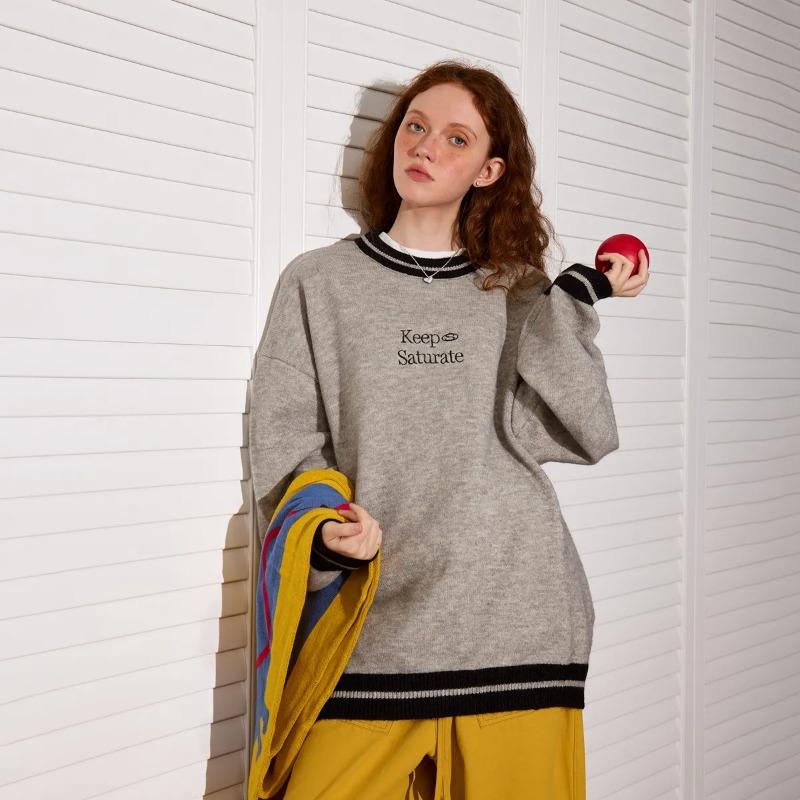 Женский худи оверсайз с контрастной отделкой и вышивкой, повседневный L