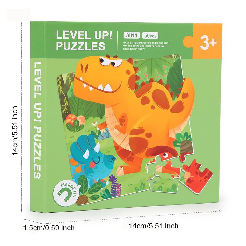 3 In 1 Advanced Paper Magnetic Animal World Transportation Puzzle Montessori Style Educational Learning Playthings Kids Matching Games