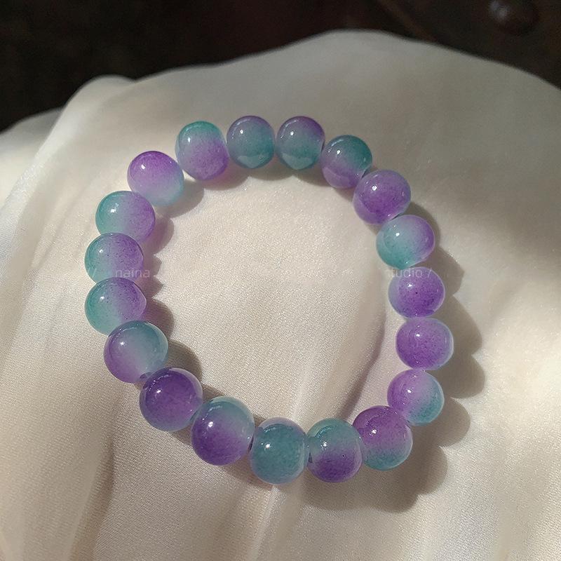 Ice White Jade Wenwan Bracelet: Soft Gradient Pink- Student Edition, Round Beads