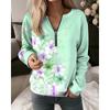Womens V-Neck Half-Zip Long Sleeve Oversized Hoodie With Geometric Print Casual Comfort Fit 2025