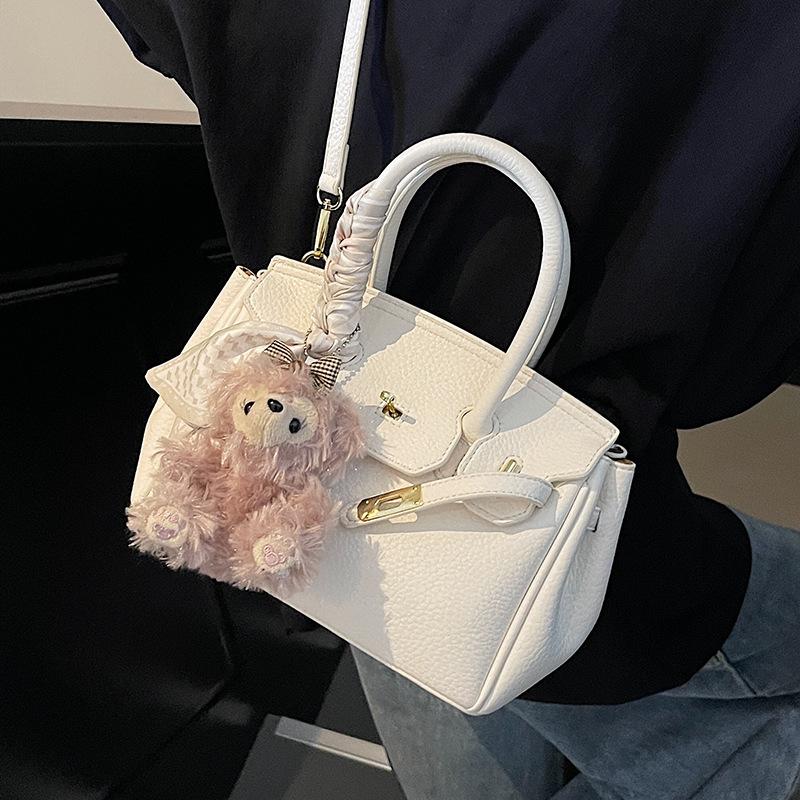 Korean Version of Simple and Fashionable Lychee Pattern Texture Portable Platinum Bag Niche Leisure Commuting Style Versatile Women's Messenger Bag