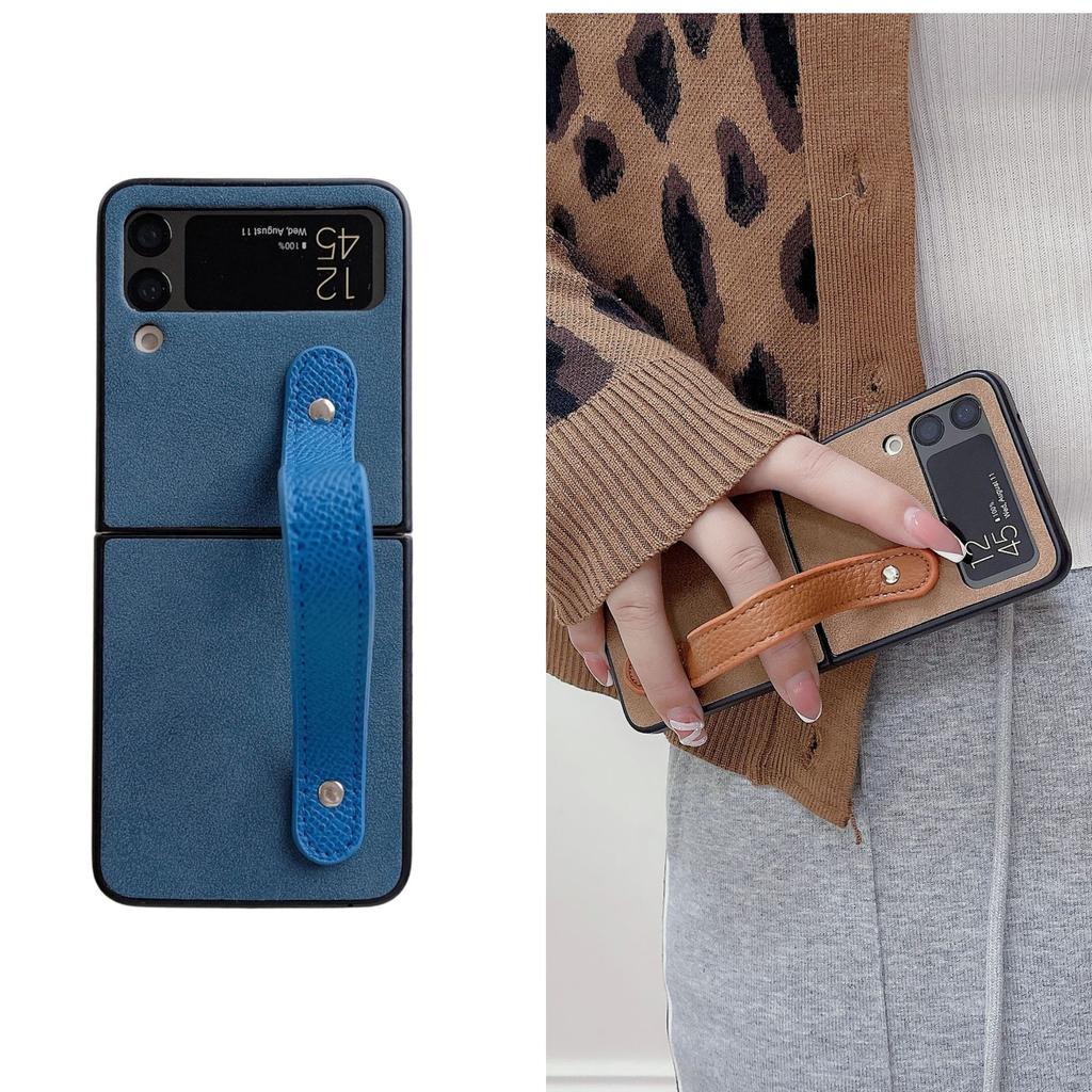 Lamb Pattern Leather Wristband Sticker Leather Folding Mobile Phone Case for Z Flip4/flip3/p50 Pocket