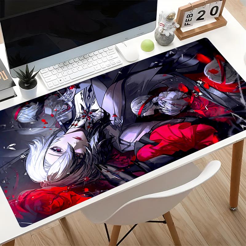 90x40cm Mouse Pad Office Computer Keyboard Pad G-genshin Impact Arlecchino Gaming Desk Mat Rubber Large E-sports Gamer Mausepad