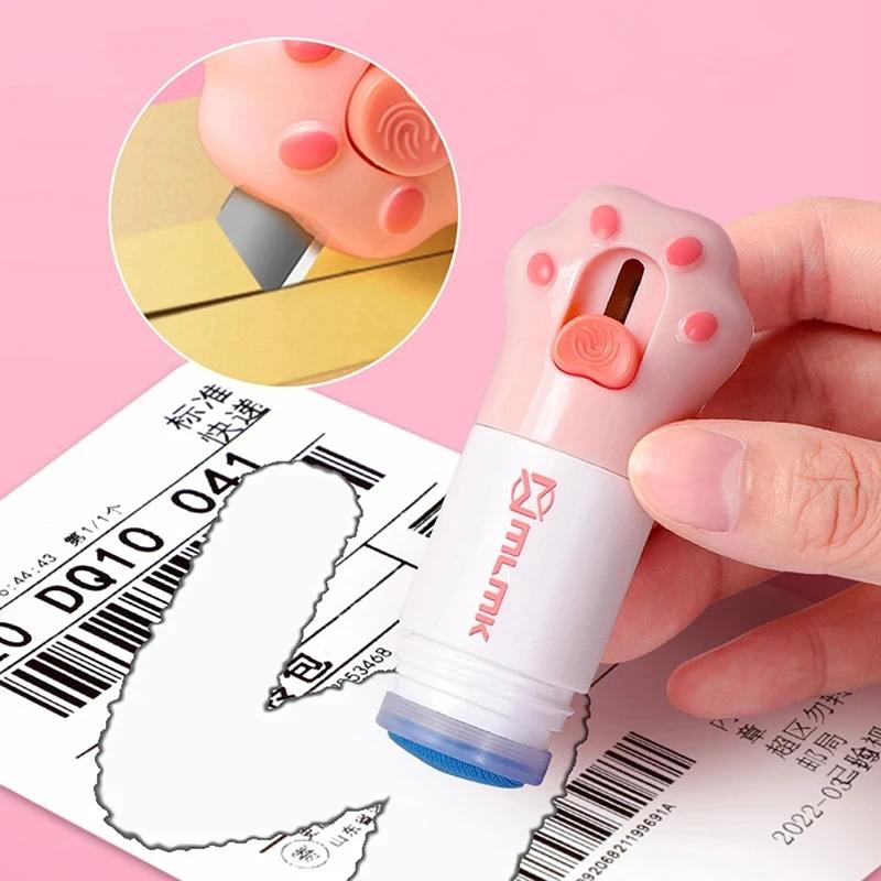 Cat Paw Privacy Protector Eraser Correction Fluid Thermal Paper with Knife Parcel Box Opener Home Anti Peep Identity Information