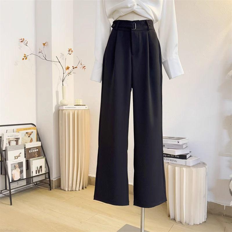 Women's High Waist Grey Suit Pants - Spring/Summer 2026: Straight, Loose, Slimming, and Casual.