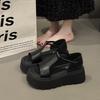 Summer new retro style thick-soled wear-resistant leather surface fish mouth deodorant non-slip sandals women's shoes