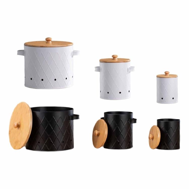 Vintage Style Potato Onion Garlic Storage Container with Ventilation Holes Space Saving Kitchen Storage Bins
