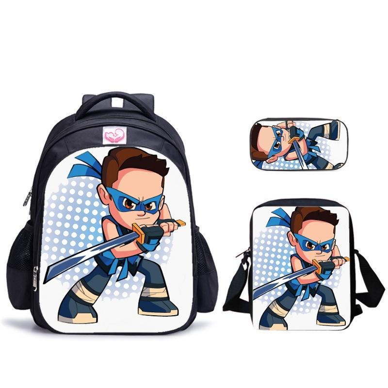 Ninja Kidz Dreiteiliges Schulset, Schultasche Satchel Federmäppchen Aufbewahrungskombination für Jungen und Mädchen