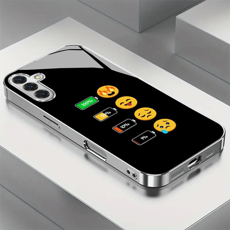 

Позолоченный чехол для телефона из закаленного стекла, совместимый с Galaxy S26 S25 S24 S23 S22 Ultra Plus. Имеет дизайн со смайликом. For Galaxy S26