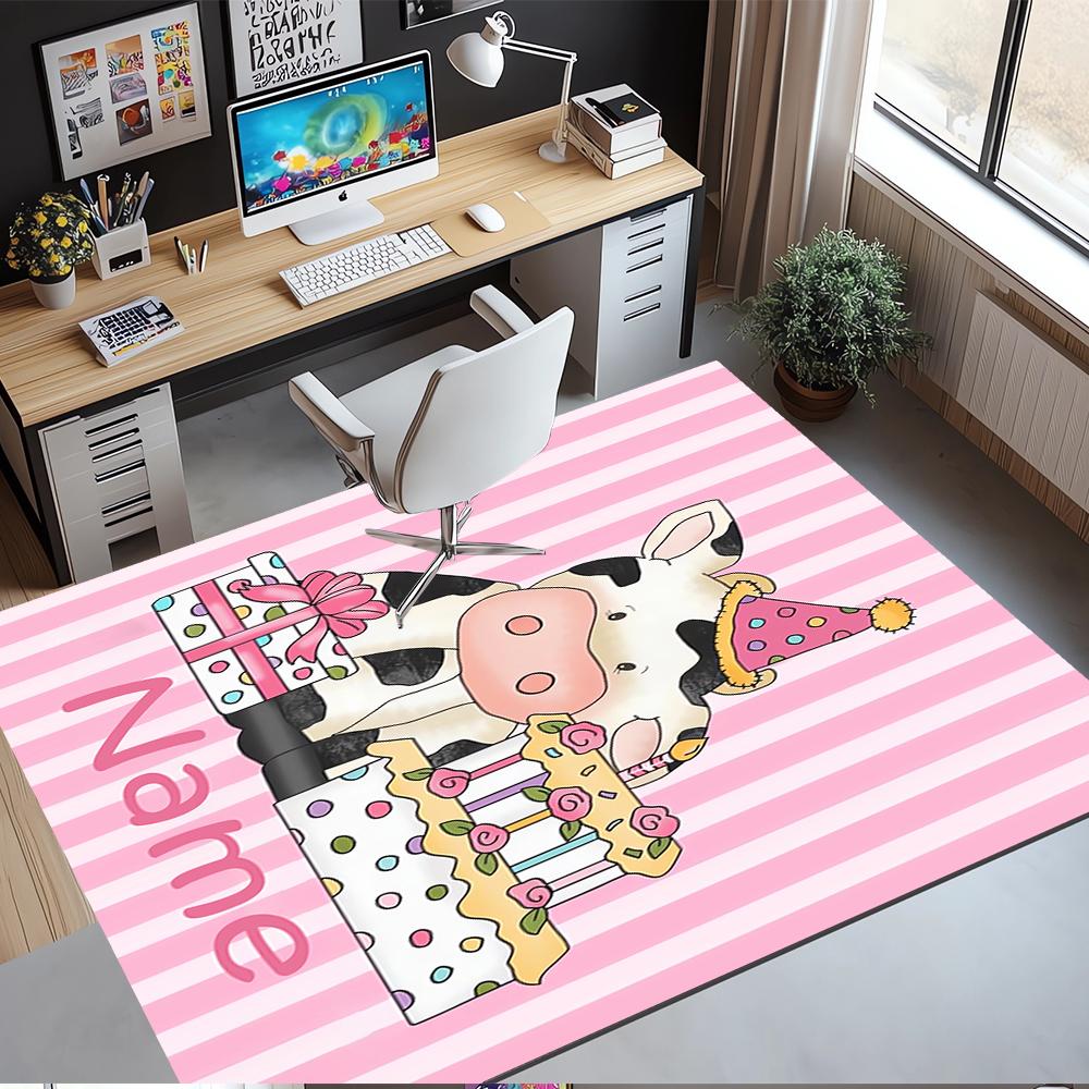 Tappeto Personalizzato con Stampa Mucca, Tappeto per Sedia da Ufficio Soggiorno Camera da Letto Cucina Decorazioni Regali.