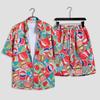 Mens Fashion Print Sets Kurzarm Shirt + Shorts 2Pcs Anzug Lose 2023 Sommer Casual Beachwear Männlichen Urlaub Hawaiian outfits