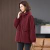 Women's 2024 Mid-Length Hooded Cotton Parka - Fleece-Lined, Solid Color, Casual Loose Fit, Winter Coat