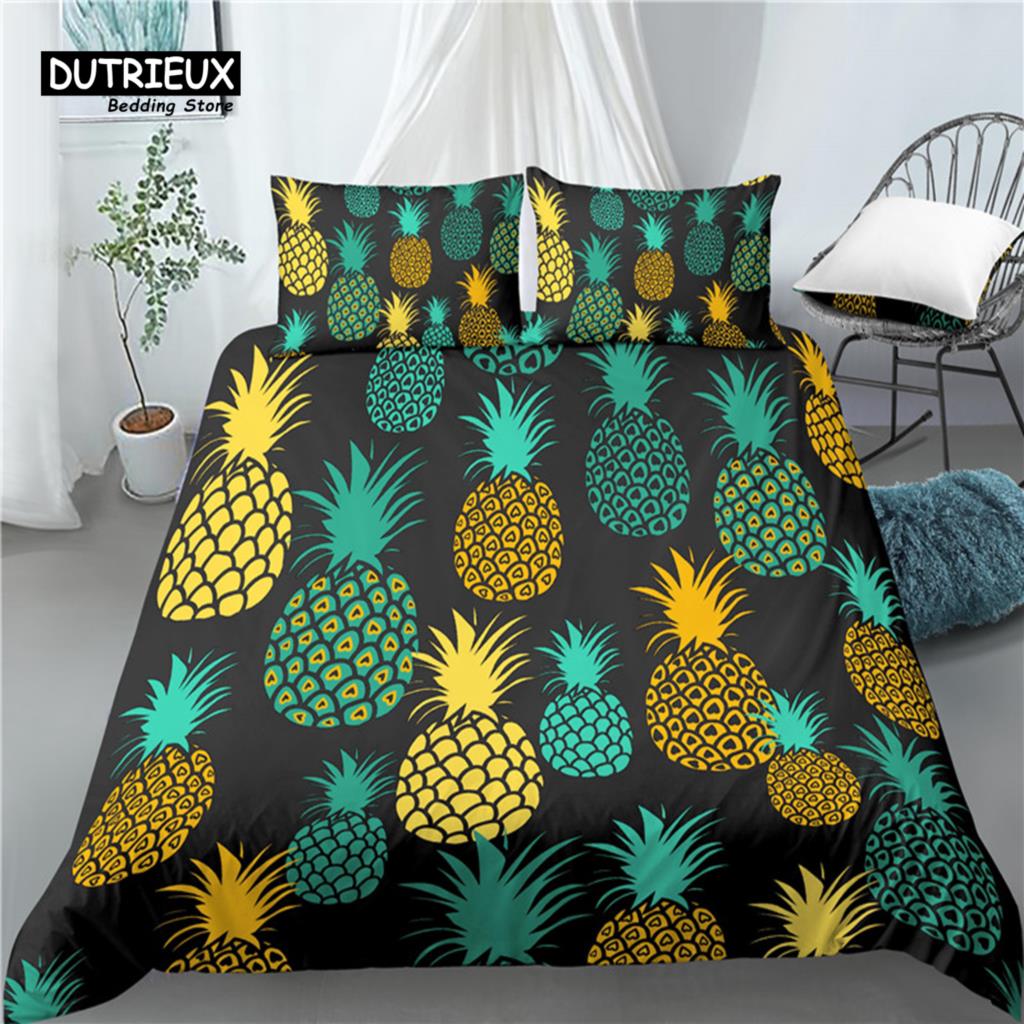 

Home Living Luxury 3D Pineapple Print 2/3Pcs Comfortable Duvet Cover PillowCase Bedding Sets EU/US/AU Size EU single(135x200cm)