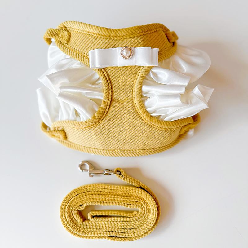 

Комплект шлейки и поводка для собак, мягкая кружевная шлейка для щенков, регулируемый жилет для прогулок и дрессировки маленьких собак, новинка 2024 г. S for chest 28-35cm