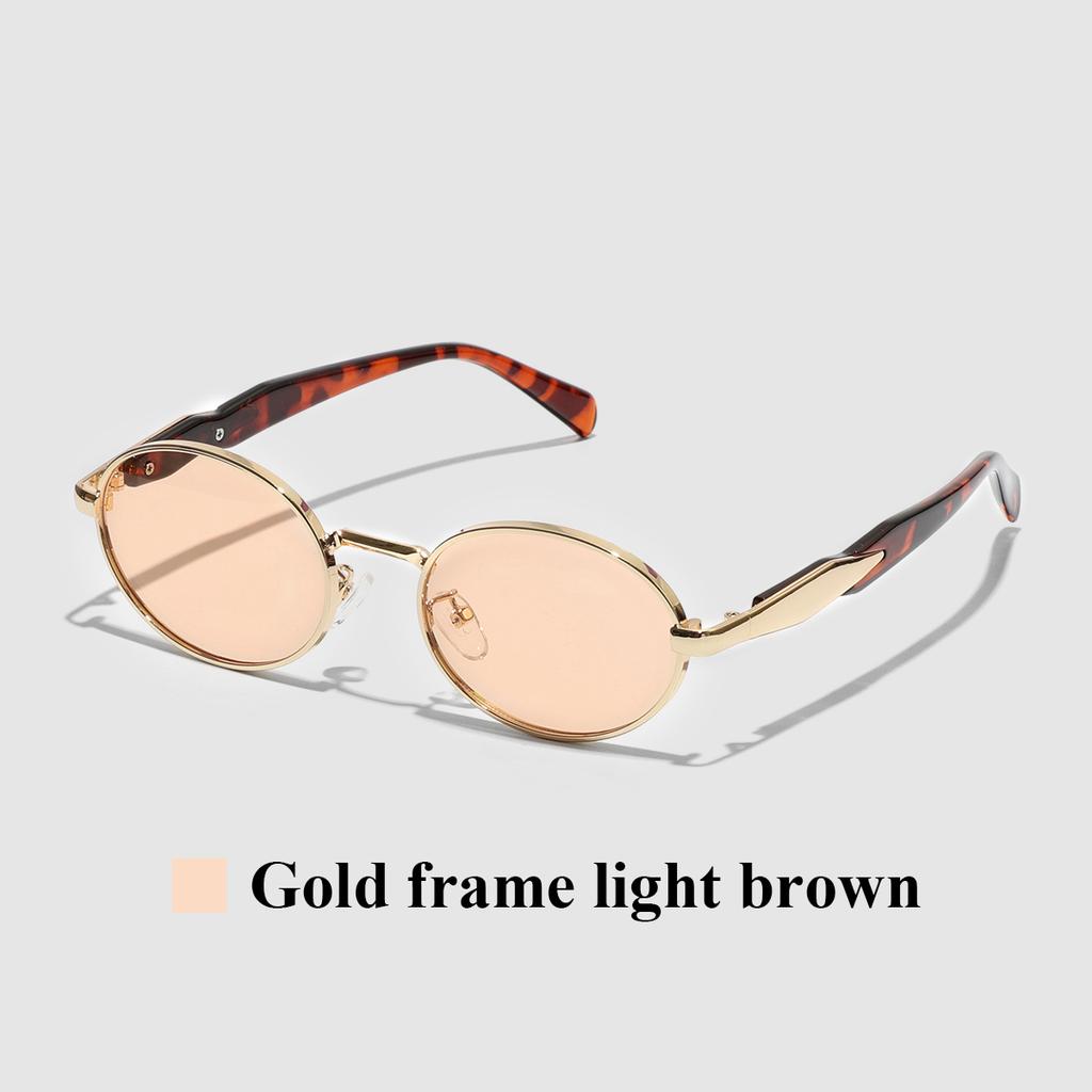 Ruiao Fashion Oval Sunglasses for Women Luxury Designer Metal Frame UV400 Sun Protection Shades Brand New Arrival Eyewear