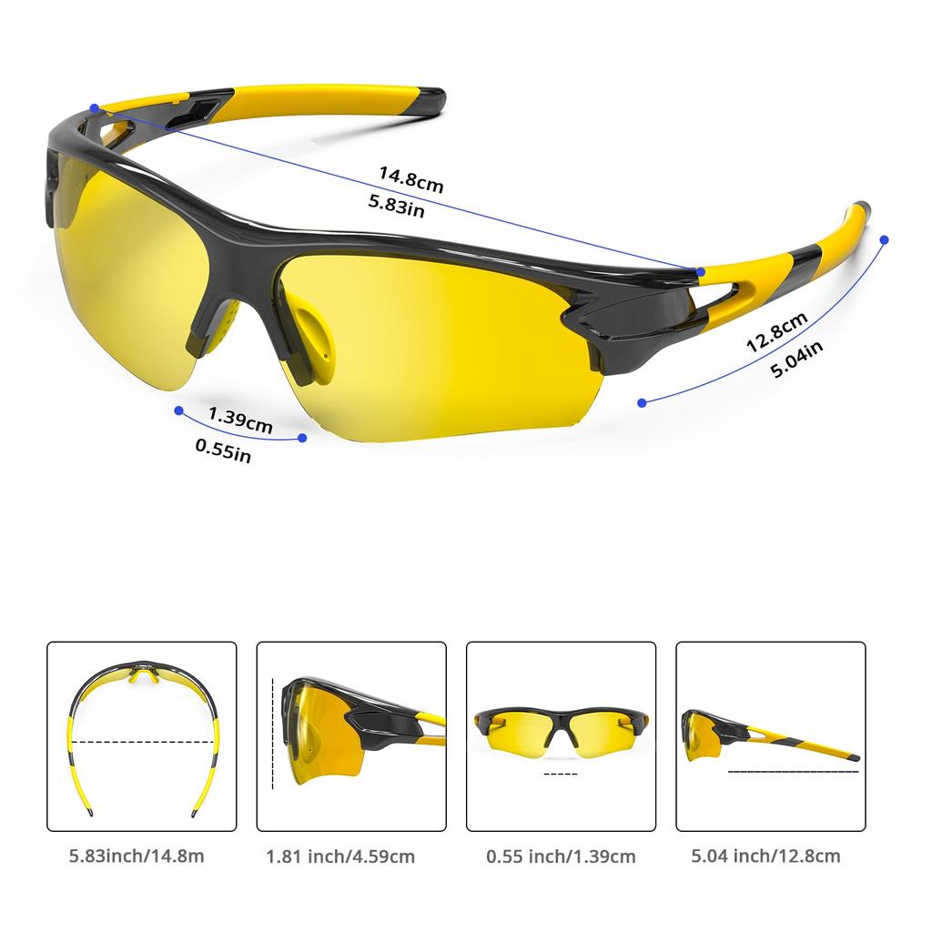 [BEACOOL] Sports Sunglasses, Ultra-lightweight, TR90 TAC Polarized Lenses, for Night Use, Baseball, Cycling, Running, Hiking, Fishing, Golf, Driving,
