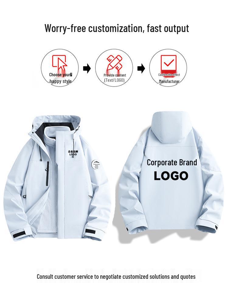 Wasserdichte 3-in-1 Jacke für Damen und Herren: Winddicht, Abnehmbares Fleece-Innenfutter, Arbeitskleidung mit individuellem Logo