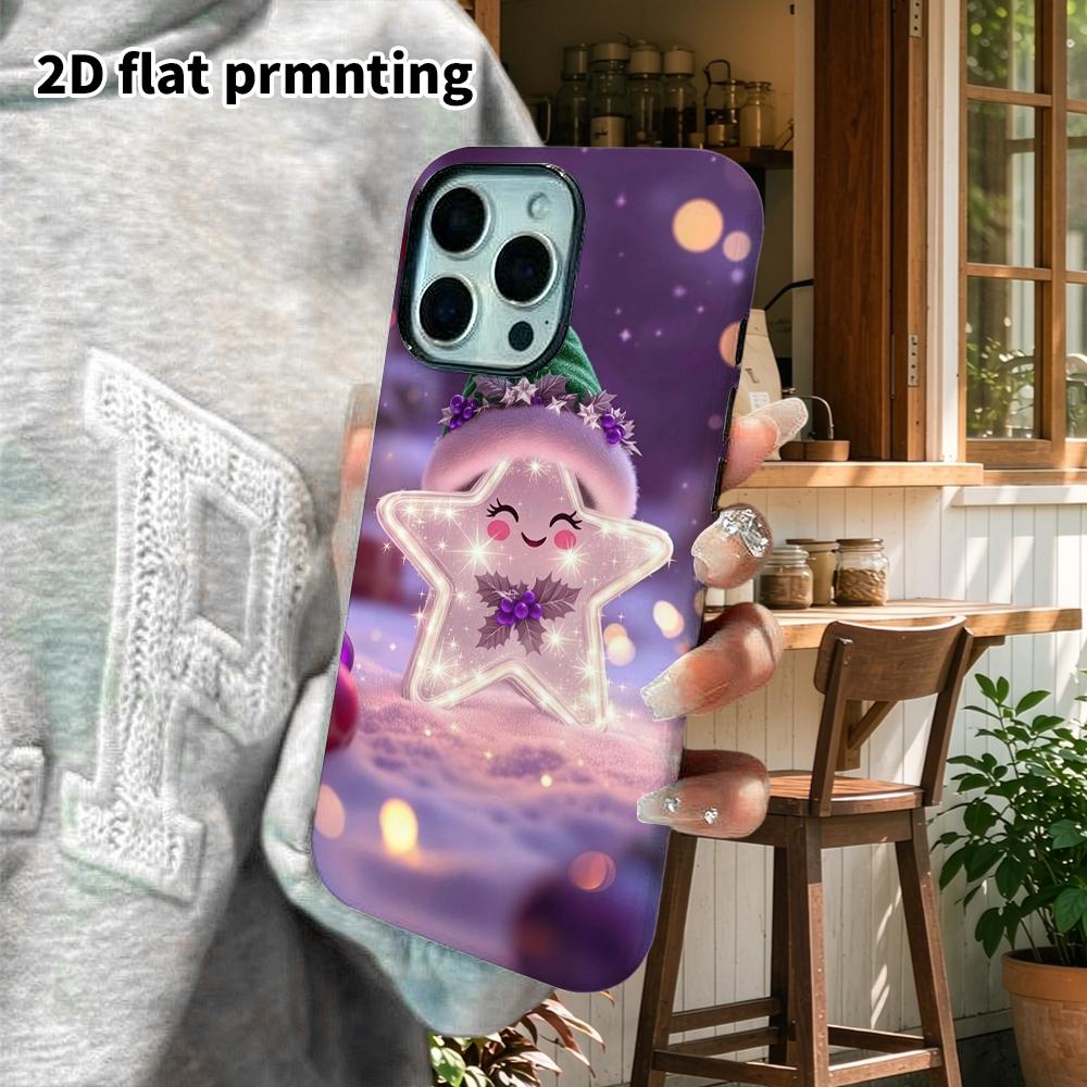Phone Case: 2D Flat Design Suitable for iPhone 18, 17, 16, 15, 14, 13 Pro Film Protective Case, Couple Style, Glowing Stars, Christmas and Halloween G