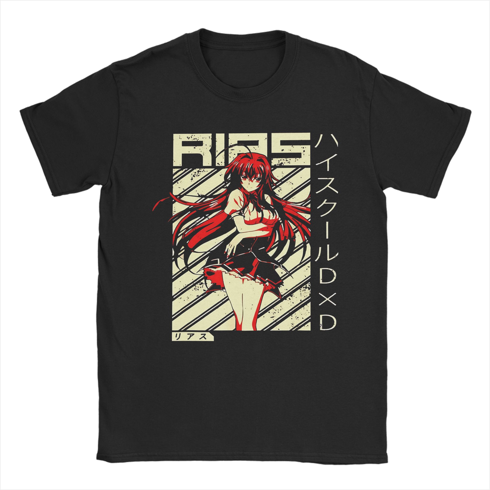 Стритвир High School DxD Смешной Аниме DxD Риас Гремори Ретро Футболка Мужская Хлопок Короткий Рукав Риас Гремори Круглый Вырез Летний Топ... S разноцветный
