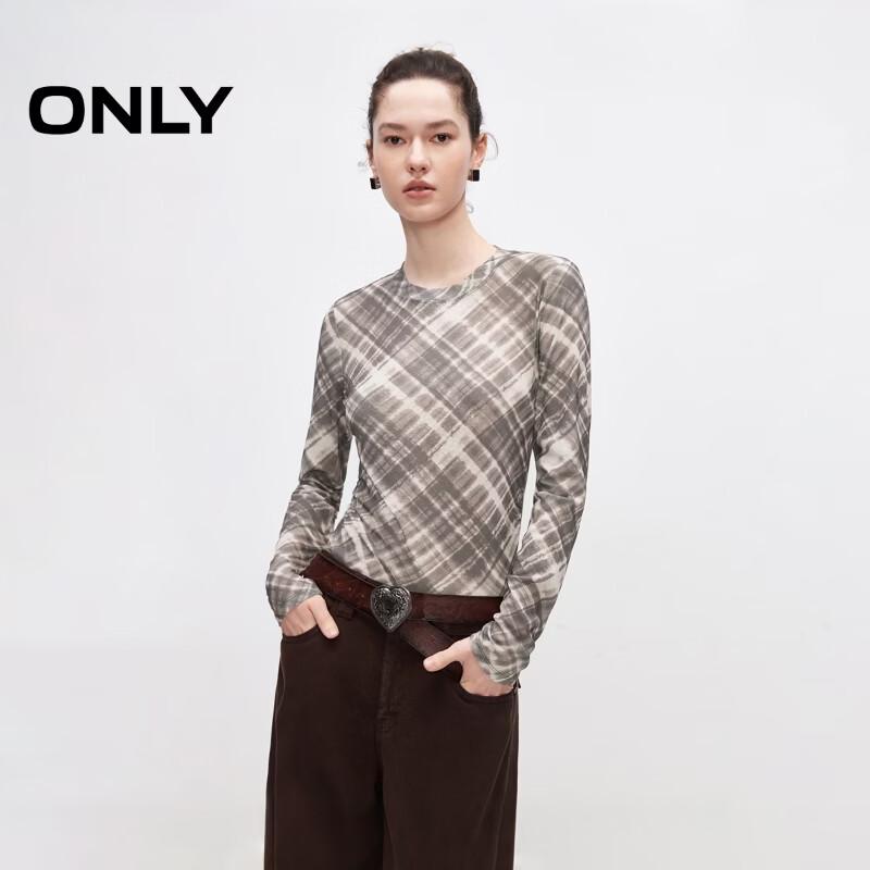 ONLY Women s 2026 Summer Plaid Mesh Slim-Fit T-Shirt XS